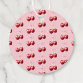 Cherry op top Coquette Bow Baby shower Dank u Bedankjes Labels (Achterkant)