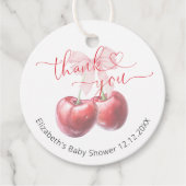 Cherry op top Coquette Bow Baby shower Dank u Bedankjes Labels (Voorkant)