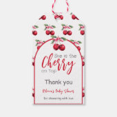 Cherry op Top Coquette Bow Baby shower Favoriet Cadeaulabel (Voorkant)