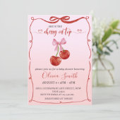 Cherry op Top Coquette Bow Cherry Girl Baby shower Kaart (Staand voorkant)