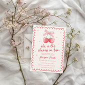 Cherry op Top Coquette Bow Handgetekende Baby show Kaart