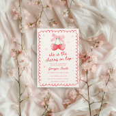 Cherry op Top Coquette Bow Handgetekende Baby show Kaart