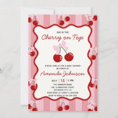 Cherry op Top Coquette Bow Pink Girl Baby shower Kaart (Voorkant)