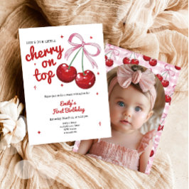 Cherry op top Coquette Bow Pink Girl Verjaardag Kaart