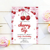 Cherry op top Coquette Bow Pink Girl Verjaardag Kaart