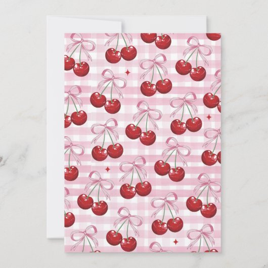 Cherry op top Coquette Bow Pink Girl Verjaardag Kaart (Achterkant)