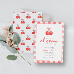Cherry op Top Coquette Meisje Baby shower Kaart
