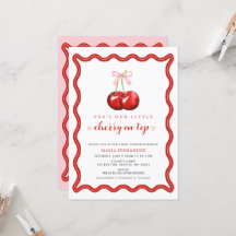 Cherry op Top Coquette Pink Bow Girl Baby shower
