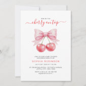 Cherry op Top Coquette Roze Bow Girl Baby shower Kaart (Voorkant)