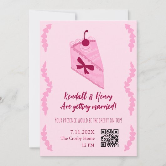 Cherry op Top Fun Vrijgezellenfeest QR-code Kaart (Voorkant)