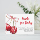 Cherry op Top Girl Baby shower Boeken voor Baby Informatiekaartje (Staand voorkant)