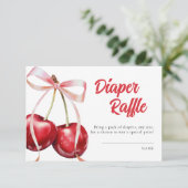 Cherry op Top Girl Baby shower Luier Raffle Informatiekaartje (Staand voorkant)