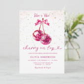 Cherry op Top Glitter Vrijgezellenfeest Kaart (Staand voorkant)