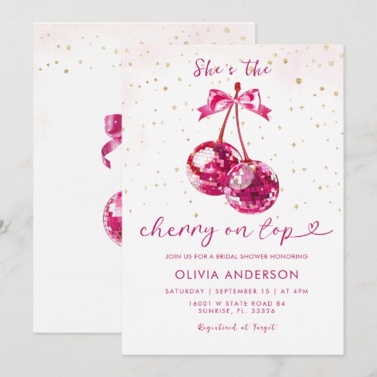 Cherry op Top Glitter Vrijgezellenfeest Kaart (Voorkant / Achterkant)