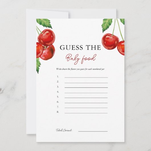 Cherry op top Guess De Baby Food Game Kaart (Voorkant)