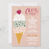 Cherry op Top Ice Cream Baby shower Invitation Kaart (Voorkant)