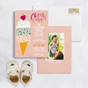 Cherry op Top Ice Cream Baby shower Invitation Kaart