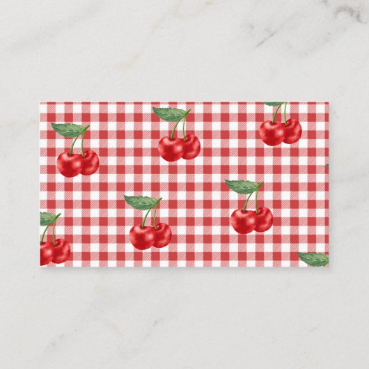 Cherry op top lint baby shower luierverloting informatiekaartje (Achterkant)