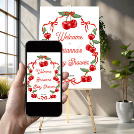 Cherry op top lint baby shower welkomstbord poster