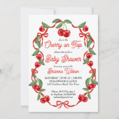 Cherry op top lint coquette baby shower kaart (Voorkant)