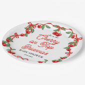 Cherry op top lint coquette baby shower papieren bordje (Gekanteld)