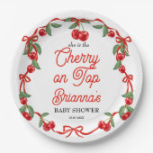 Cherry op top lint coquette baby shower papieren bordje (Voorkant)