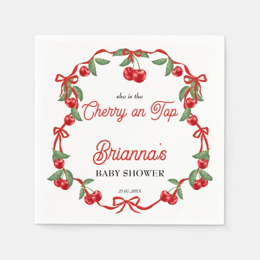 Cherry op top lint coquette baby shower servet (Voorkant)