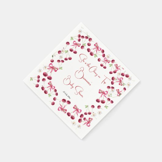 Cherry op top lint coquette baby shower servet (Hoek)