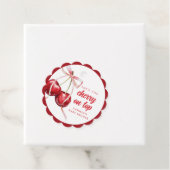 Cherry op Top Meisje Baby shower Bedankjes Labels (In situ)