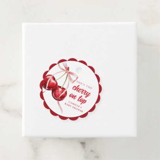 Cherry op Top Meisje Baby shower Bedankjes Labels (In situ)
