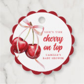 Cherry op Top Meisje Baby shower Bedankjes Labels (Voorkant)
