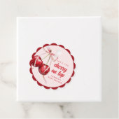 Cherry op Top Meisje Baby shower Bedankjes Labels (In situ)