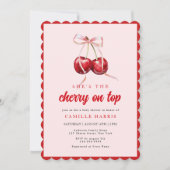 Cherry op Top Meisje Baby shower Invitation Kaart (Voorkant)