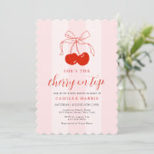 Cherry op Top Meisje Baby shower Invitation Kaart (Staand voorkant)