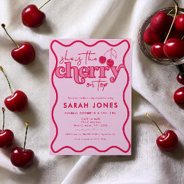 Cherry op Top Meisje Baby shower Invitation Kaart