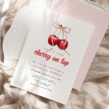 Cherry op Top Meisje Baby shower Invitation