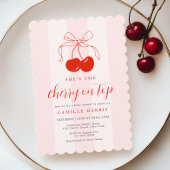Cherry op Top Meisje Baby shower Invitation Kaart