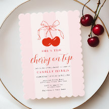 Cherry op Top Meisje Baby shower Invitation