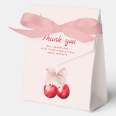 Cherry op Top Pink Bow Baby shower Bedankdoosjes (Voorkant)