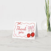 Cherry op Top Pink Bow Baby shower Bedankkaart (Voorkant)
