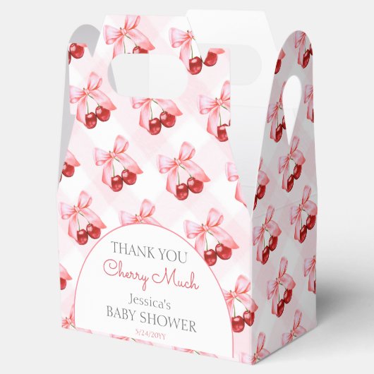 Cherry op Top Pink Bow Baby shower Dank u Bedankdoosjes (Geopend)