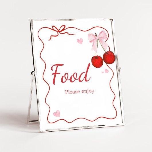 Cherry op Top Pink Bow Baby shower Eten Poster