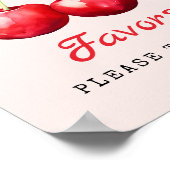 Cherry op Top Pink Bow Baby shower Favors Poster (Hoek)