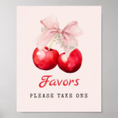 Cherry op Top Pink Bow Baby shower Favors Poster (Voorkant)