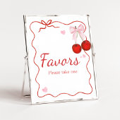 Cherry op Top Pink Bow Baby shower Favors Poster
