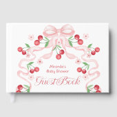 Cherry op Top Pink Bow Baby shower Gastenboek (Voorkant)