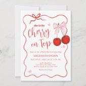 Cherry op Top Pink Bow Baby shower Kaart (Voorkant)