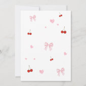 Cherry op Top Pink Bow Baby shower Kaart (Achterkant)