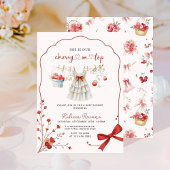 Cherry op Top Pink Bow Baby shower Kaart