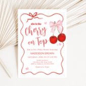 Cherry op Top Pink Bow Baby shower Kaart